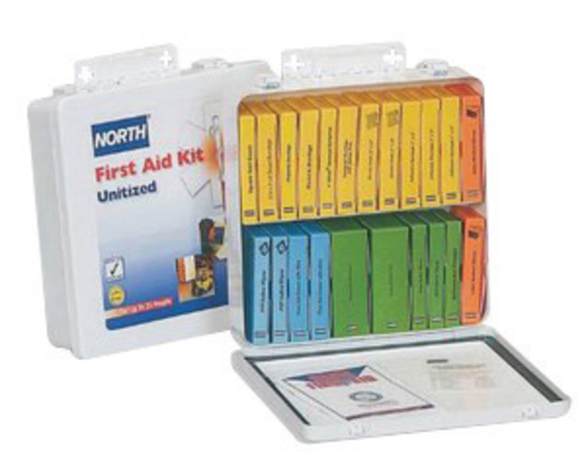 Honeywell North® White Steel Portable/Wall Mount 10 Unit Unitized First Aid Kit