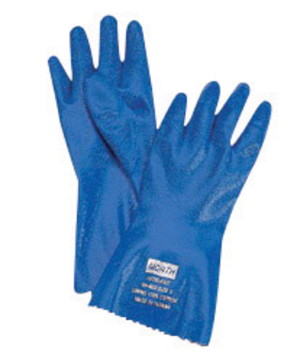 Honeywell Size 9 Blue Nitri-Knit™ Knit Lined Supported Nitrile Chemical Resistant Gloves