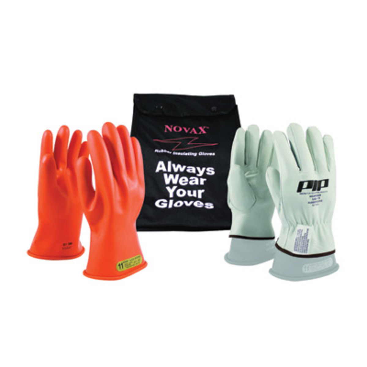 PIP Orange Rubber Class 0 Linesmens Glove Kit - 1 pai PIP147-SK-0-9 for sale online at autumn supply