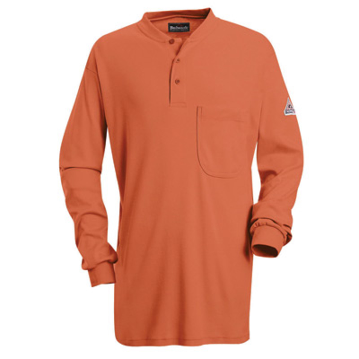 Bulwark® Large Regular Orange EXCEL FR® Interlock FR Cotton Flame Resistant Henley Shirt With Button Front Closure