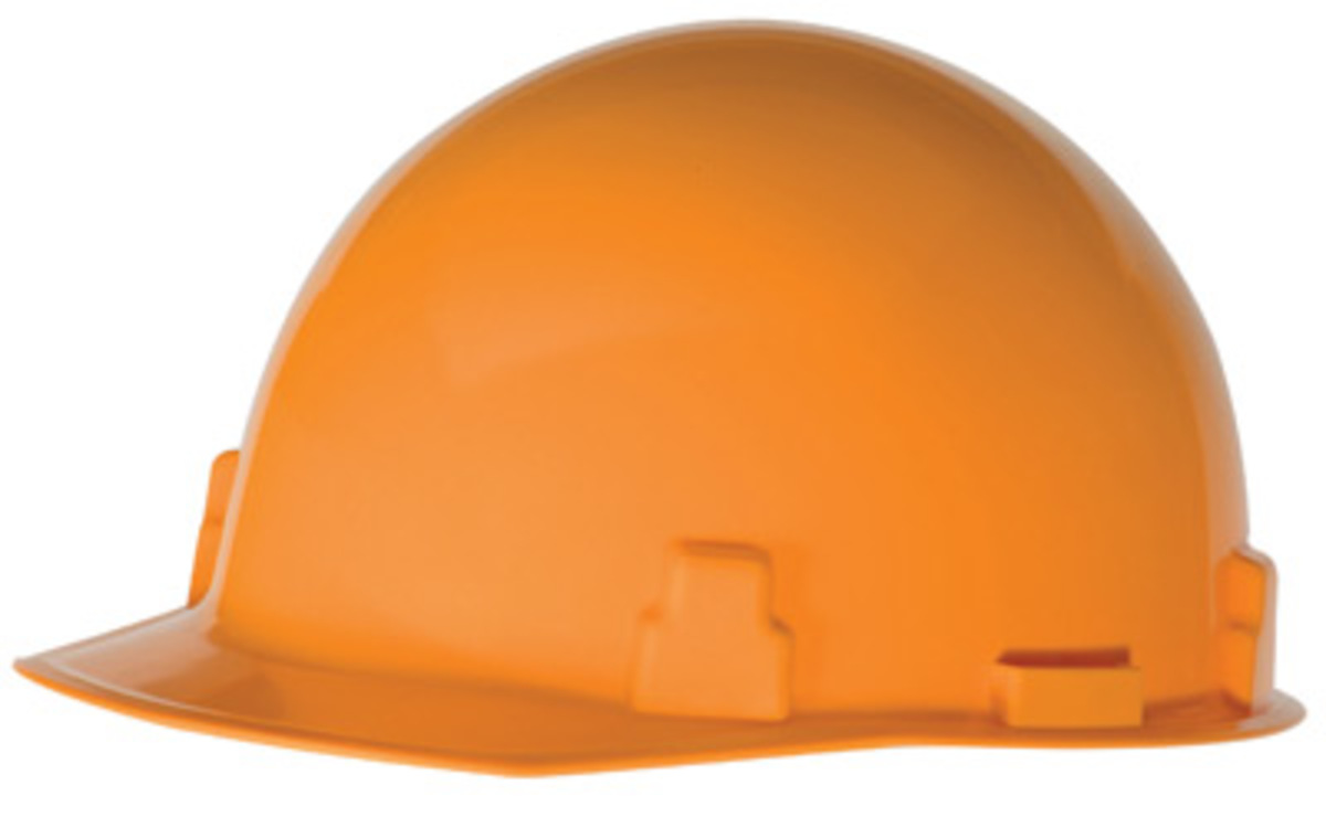 RADNOR® Hi-Viz Orange SmoothDome™ Polyethylene Cap Style Hard Hat With 1-Touch® Suspension