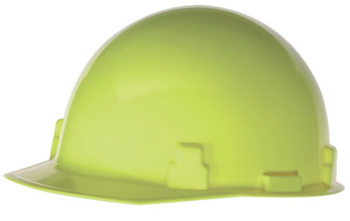 RADNOR® Hi-Viz Yellow SmoothDome™ Polyethylene Cap Style Hard Hat With 1-Touch® Suspension