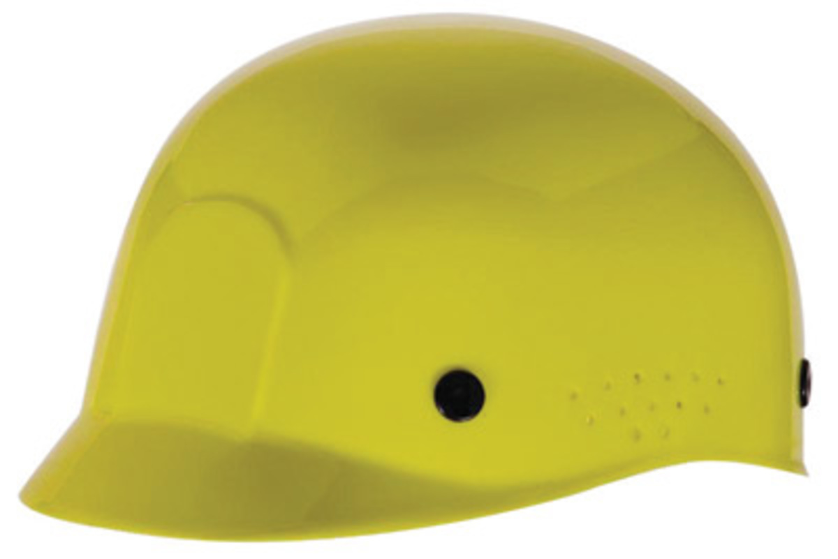 RADNOR® Yellow Polyethylene Cap Style Bump Cap With Pin Lock Suspension