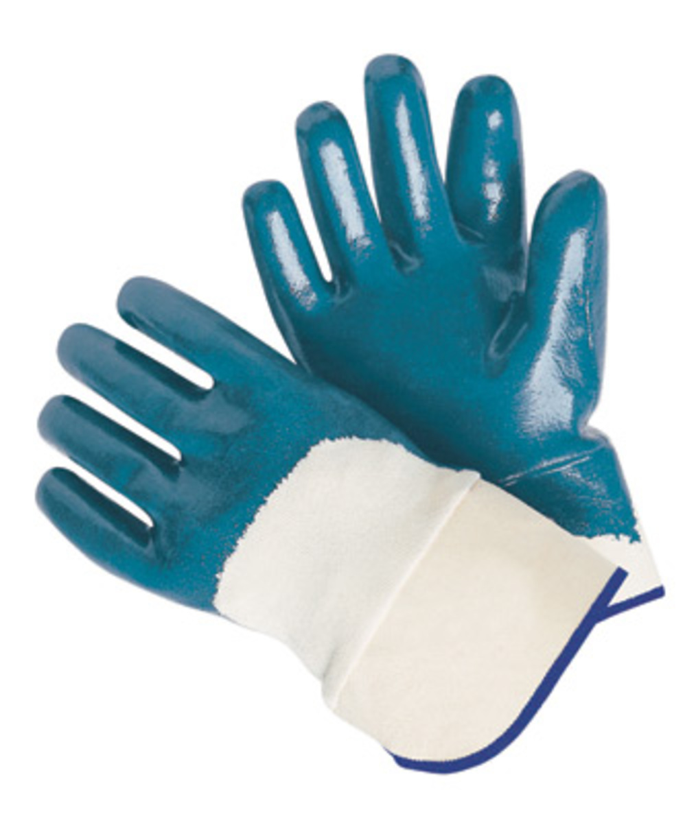 RADNOR® Large Blue Nitrile Three-Quarter Coated Work Gloves With Natural Jersey Liner And Safety Cuff