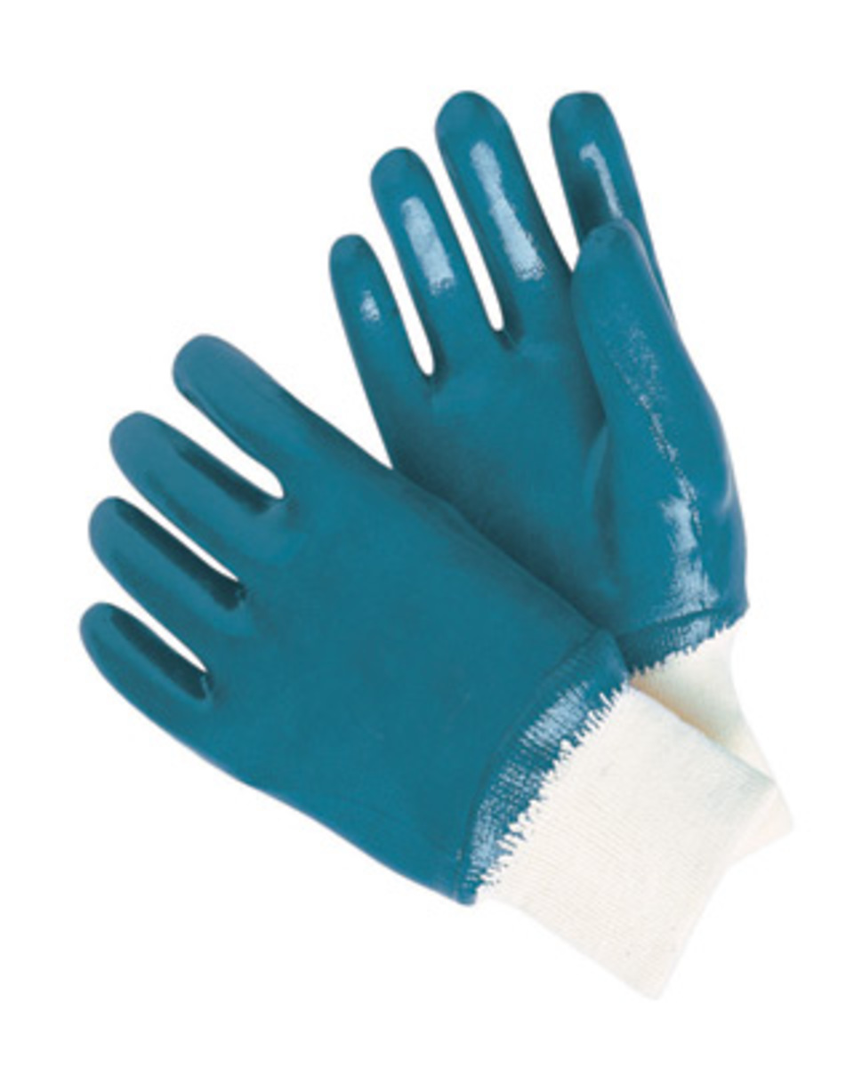 RADNOR® Large Blue Nitrile Full Coated Work Gloves With Natural Jersey Liner And Knit Wrist