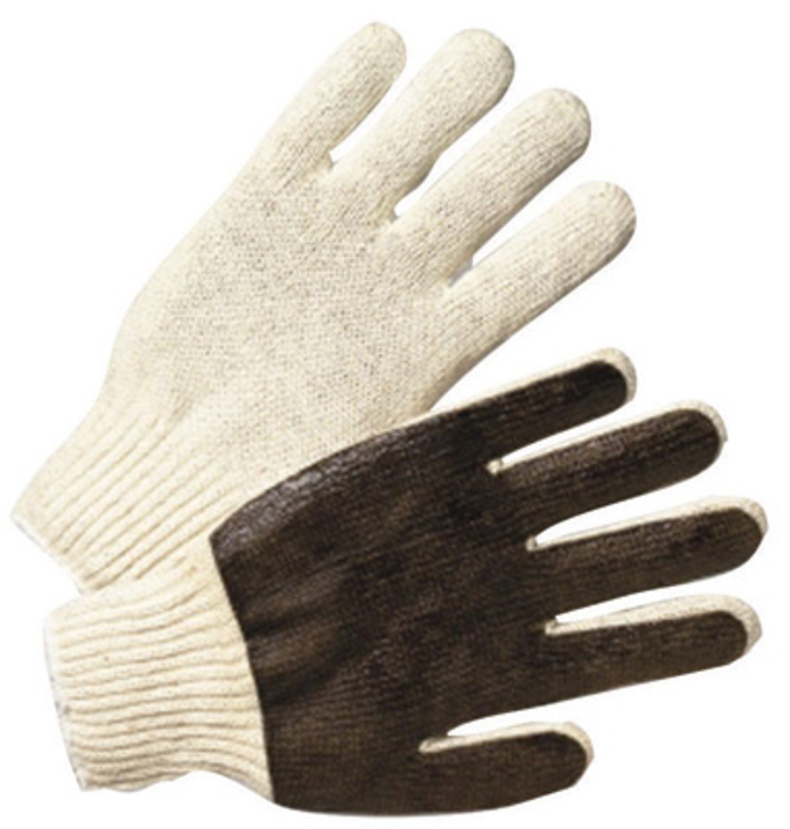 RADNOR® Large 7 Gauge Brown PVC Palm Coated Work Gloves With White Cotton And Polyester Liner And Knit Wrist