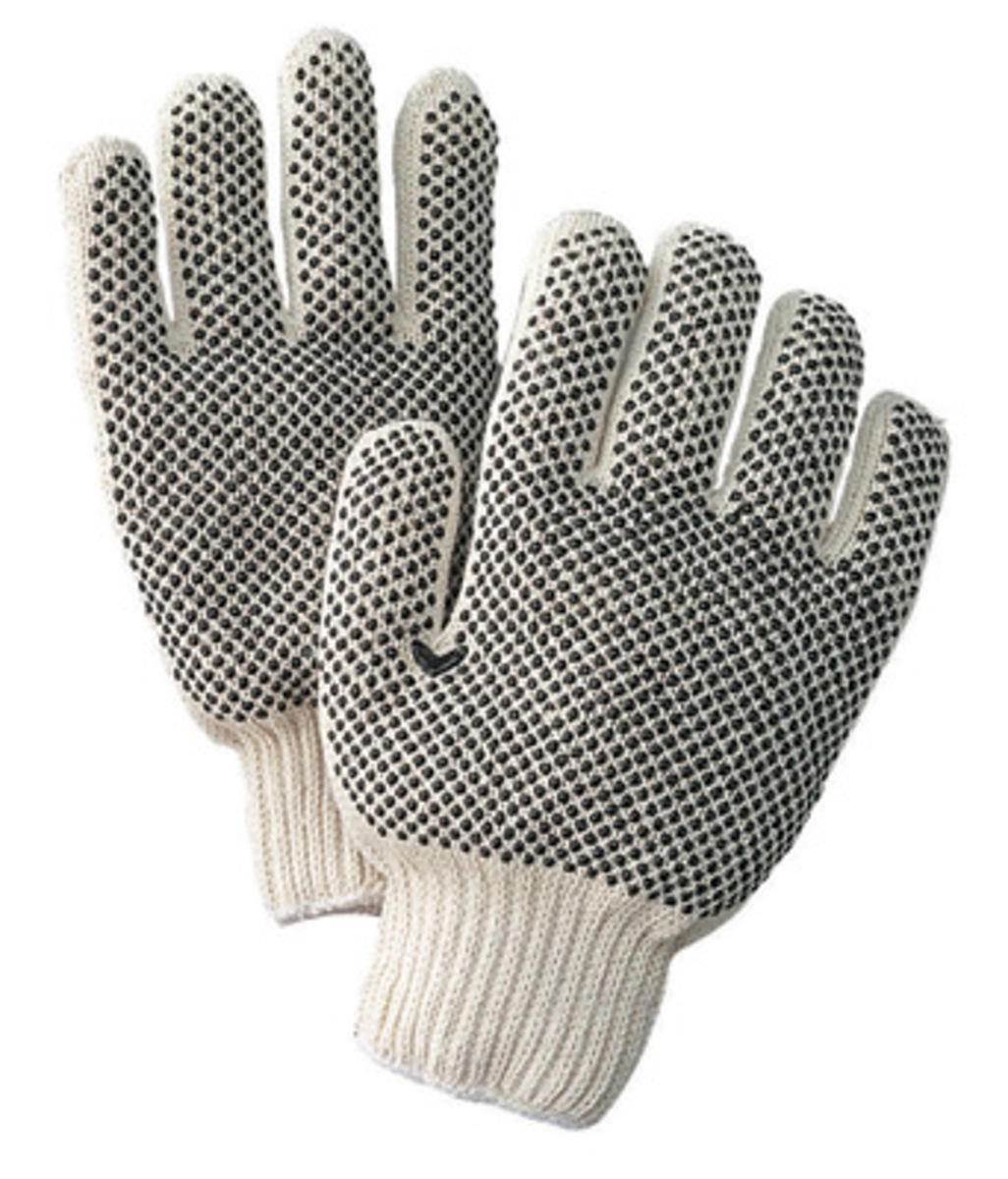 RADNOR® Black/Natural Ladies Medium Weight Cotton And Polyester Seamless Knit General Purpose Gloves With Knit Wrist