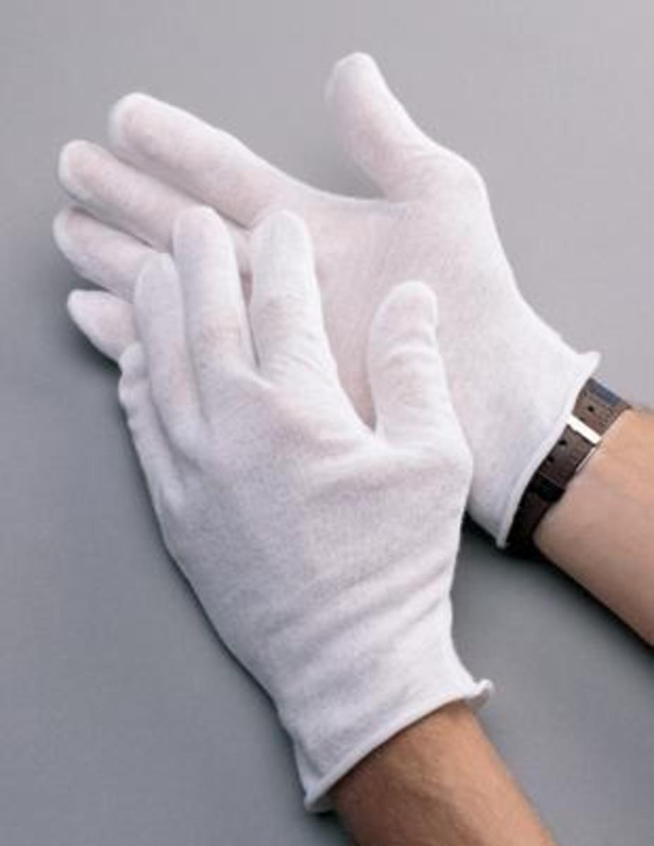 RADNOR® Ladies White CleanTeam® Light Weight Cotton Inspection GlovesWith Unhemmed Cuff