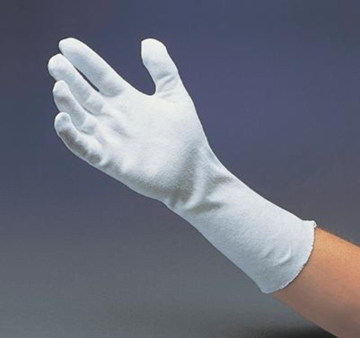 RADNOR® Large White CleanTeam® Medium Weight Cotton Inspection GlovesWith Extended Unhemmed Cuff