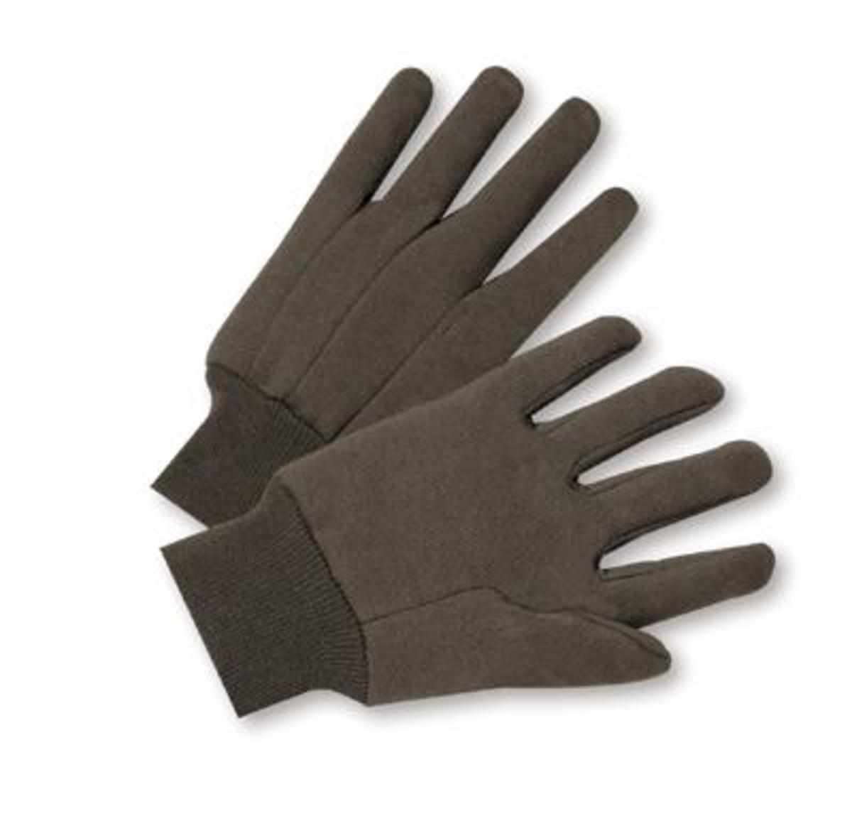 RADNOR Gloves: Brown Cotton/Polyester Clute Cut, Dozen RAD64057334 for sale online at autumn supply