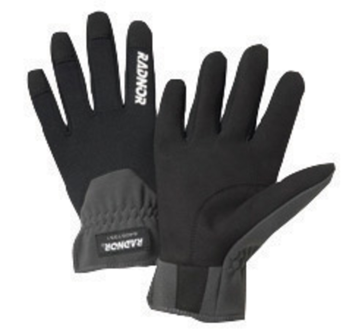 RADNOR® X-Large Black And Gray Leather And Spandex® Full Finger Mechanics Gloves With Slip-On Cuff