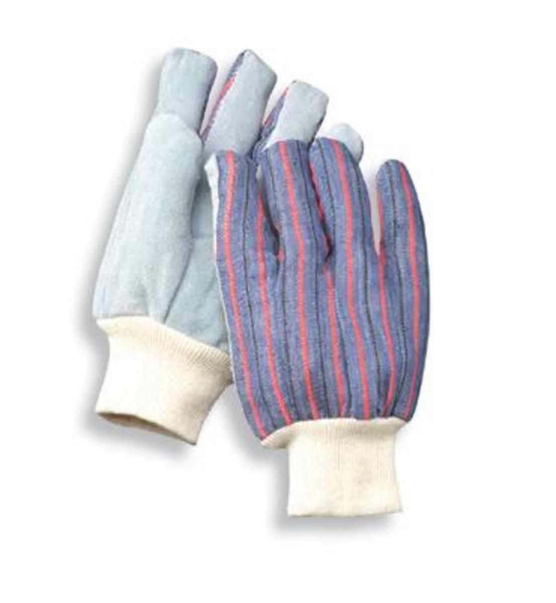 RADNOR® Ladies Economy Grade Split Leather Palm Gloves With Canvas Back And Knit Wrist