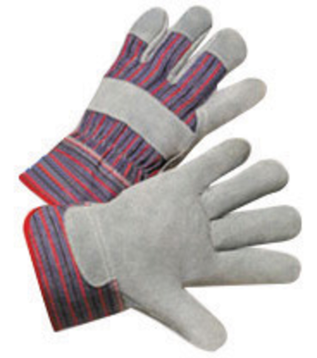 RADNOR® X-Large Economy Grade Split Leather Palm Gloves With Canvas Back And Safety Cuff