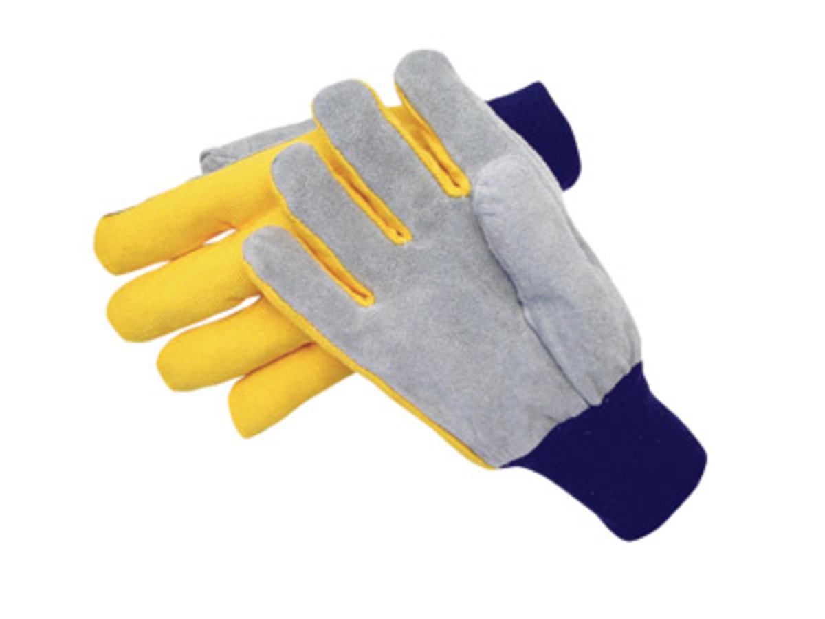 RADNOR® Large Shoulder Split Leather Palm Gloves With Canvas Back And Knit Wrist