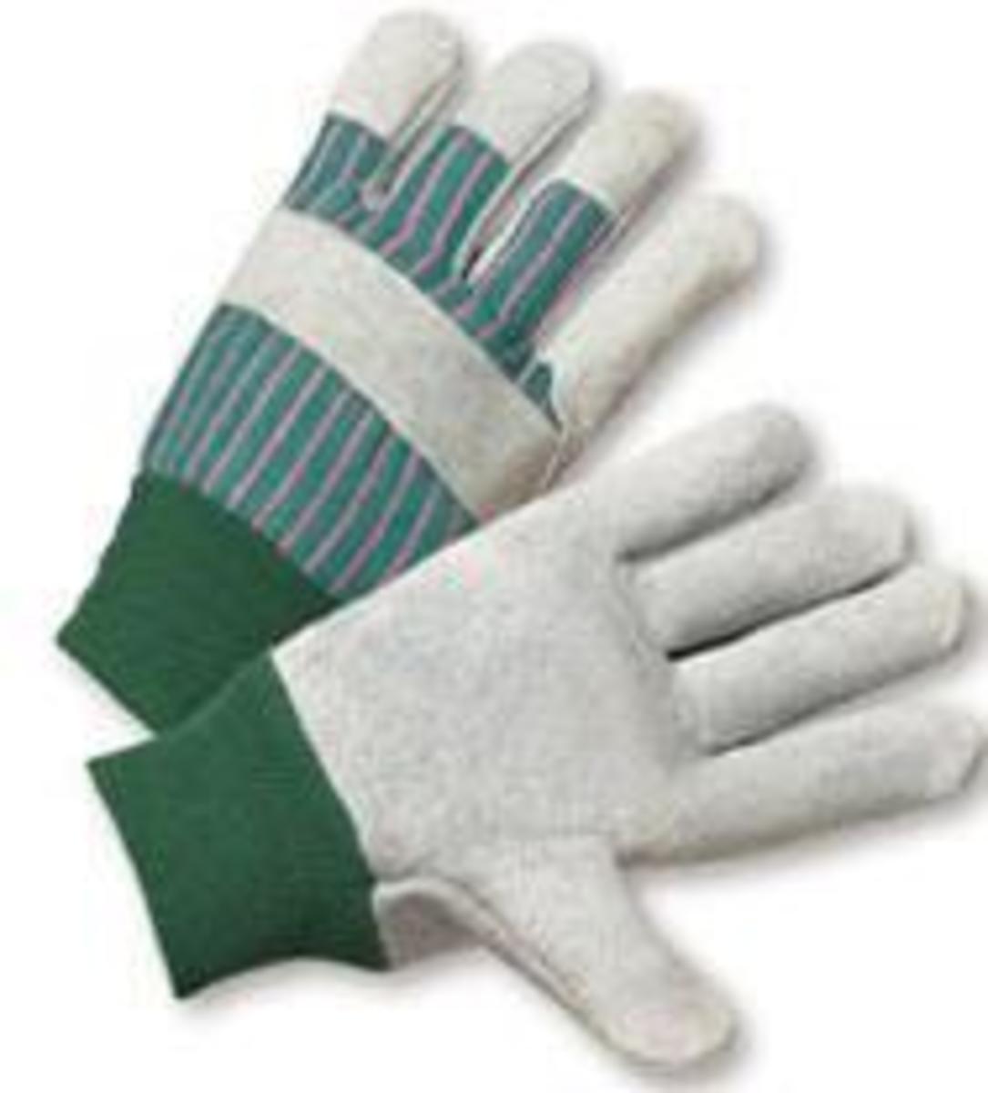 RADNOR® Large Split Leather Palm Gloves With Canvas Back And Knit Wrist