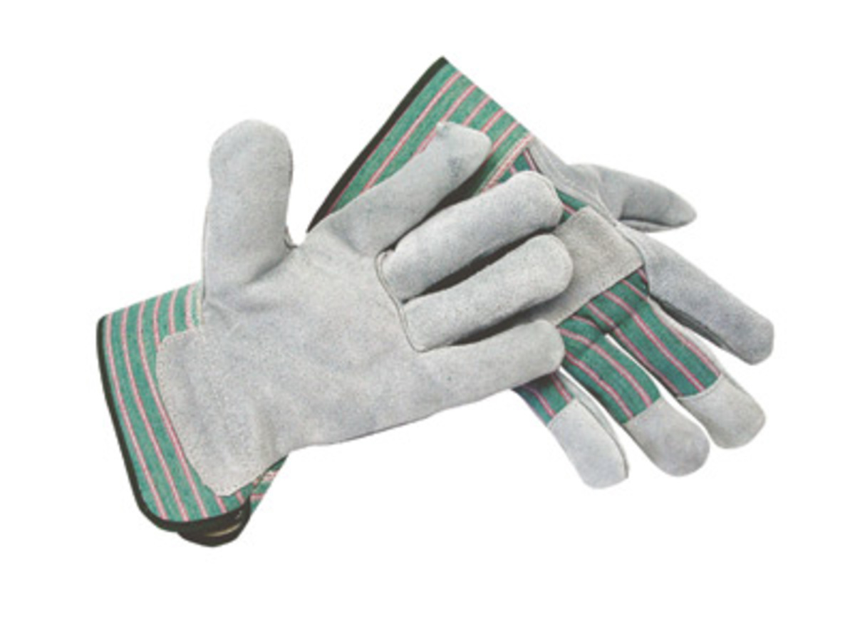 RADNOR® Large Shoulder Split Leather Palm Gloves With Canvas Back And Safety Cuff