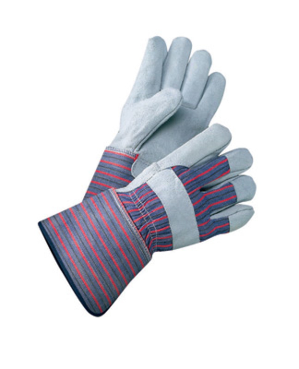 RADNOR® X-Large Shoulder Split Leather Palm Gloves With Canvas Back And Gauntlet Cuff