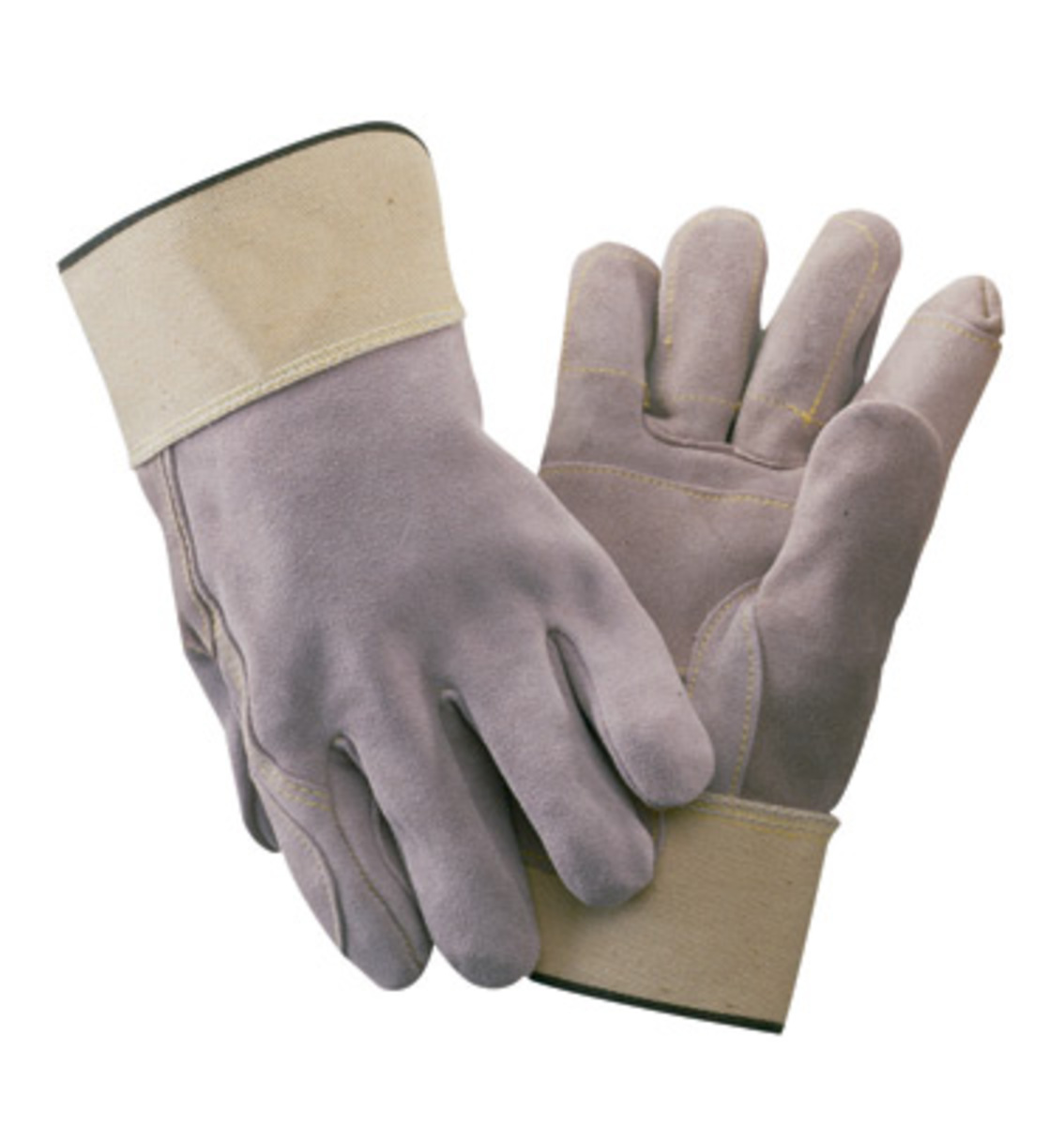 RADNOR® Large Split Leather Palm Gloves With Leather Back And Safety Cuff