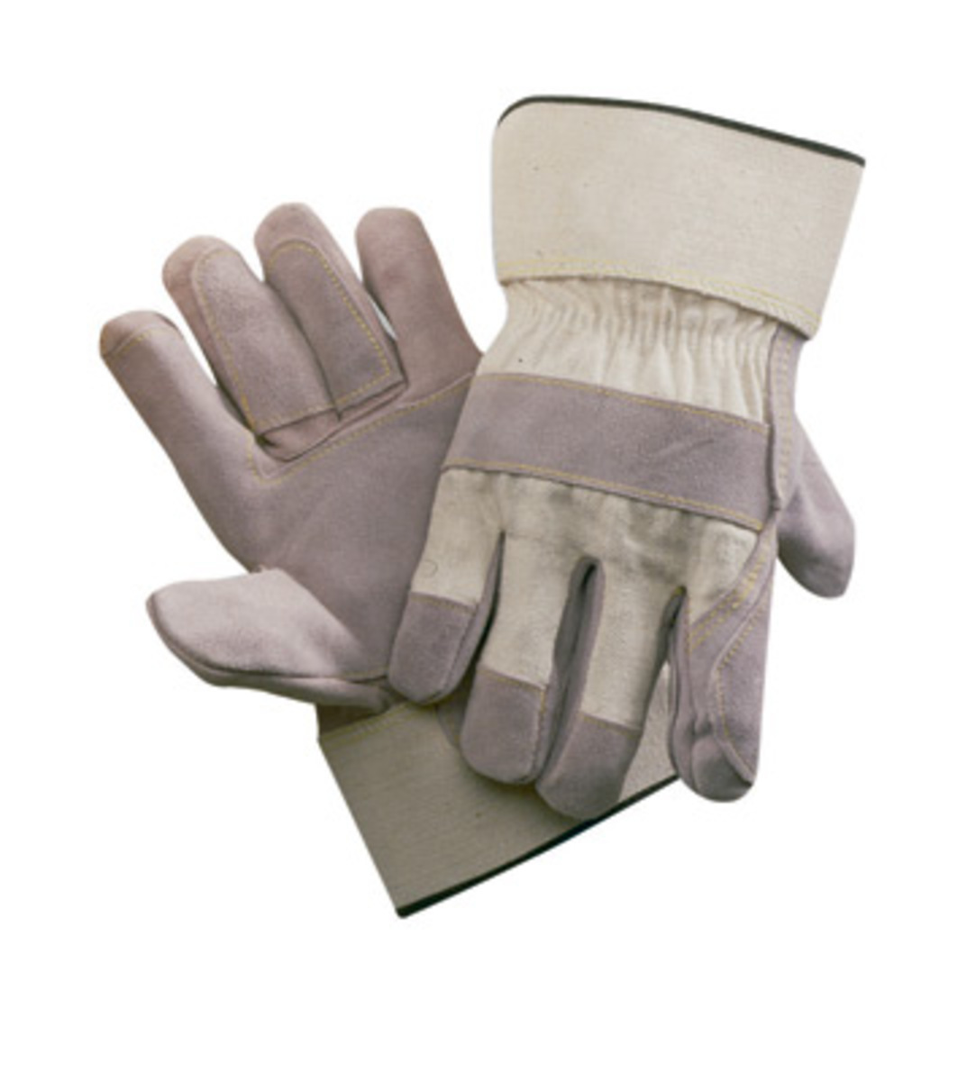 RADNOR® Large Split Leather Palm Gloves With Canvas Duck Back And Safety Cuff