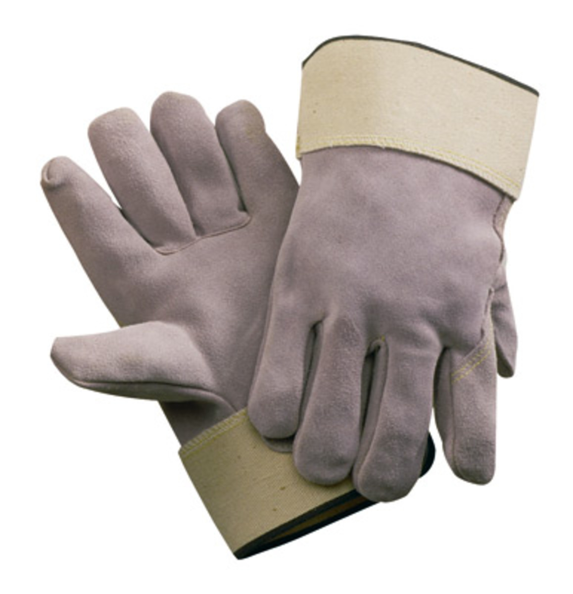 RADNOR® Large Split Leather Palm Gloves With Leather Back And Safety Cuff