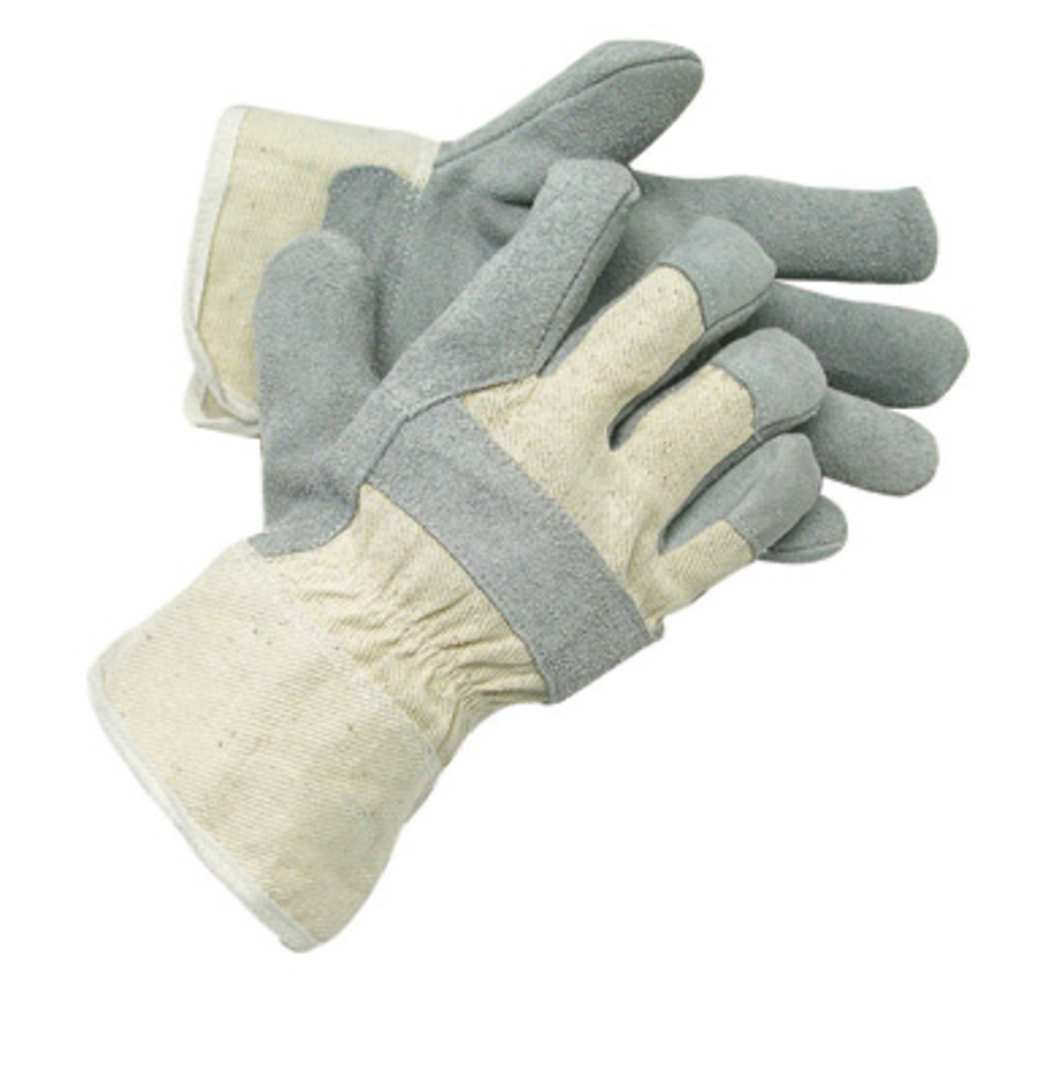 RADNOR® Large Split Leather Palm Gloves With Canvas Back And Safety Cuff
