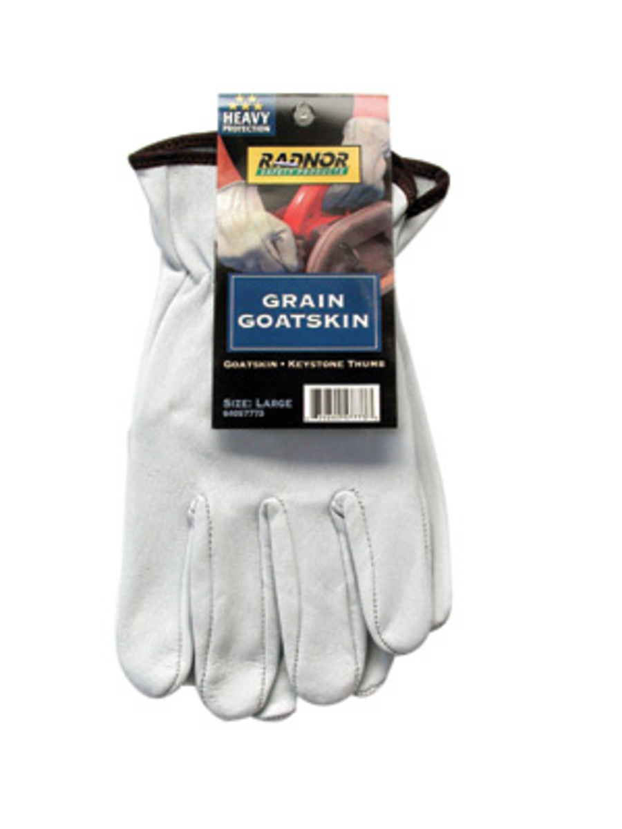 RADNOR® Large White Premium Grain Goatskin Unlined Drivers Gloves
