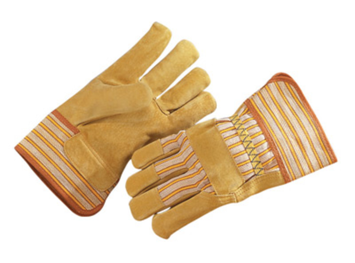 RADNOR® Large Split Pigskin Palm Gloves With Canvas Back And Safety Cuff