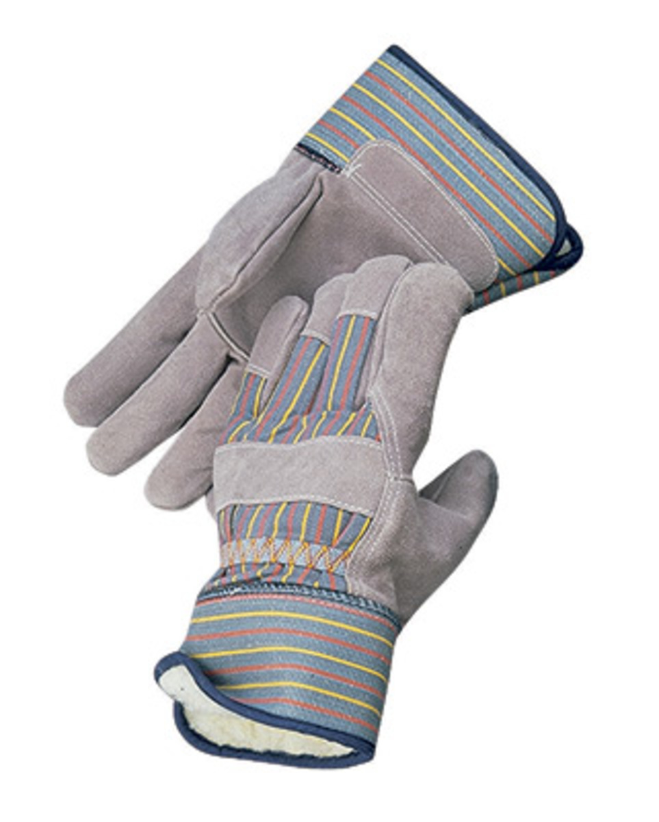 RADNOR® X-Large Blue, Red Stripe And Gray Cowhide Pile Lined Cold Weather Gloves