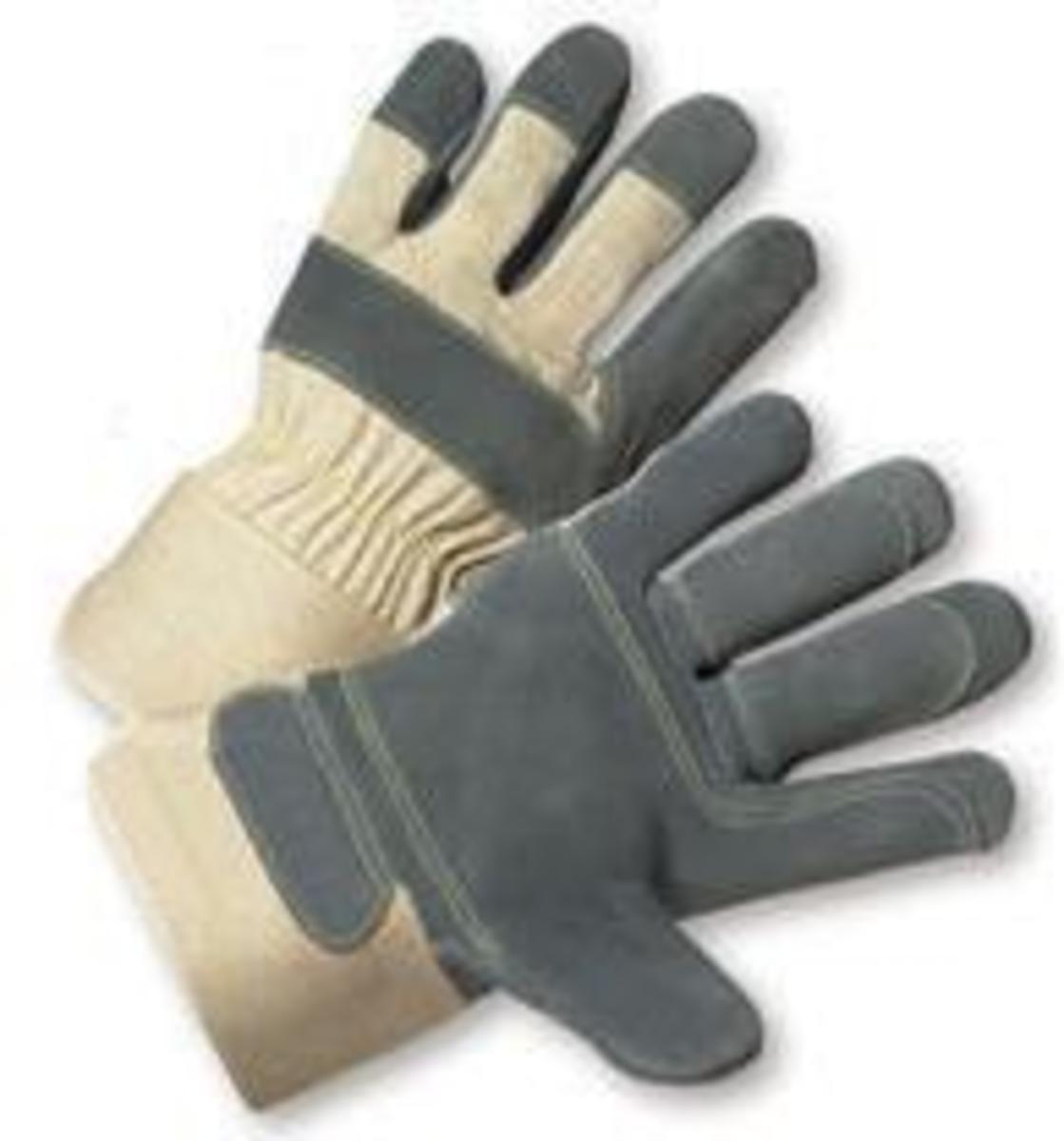 RADNOR® X-Large Double Leather Palm Gloves With Canvas Back And Safety Cuff