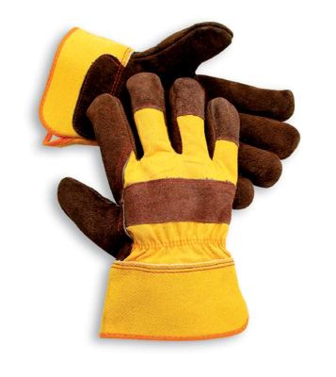 RADNOR® Large Shoulder Split Leather Palm Gloves With Canvas Back And Safety Cuff