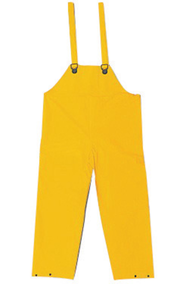 MCR Safety® Yellow Classic .35 mm Polyester And PVC Bib Pants With Take Up Snaps On Ankles And Waist