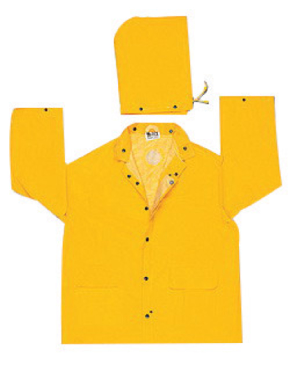MCR Safety® Yellow Classic Plus .35 mm Polyester And PVC 2-Piece Jacket With Detachable Hood And Corduroy Collar