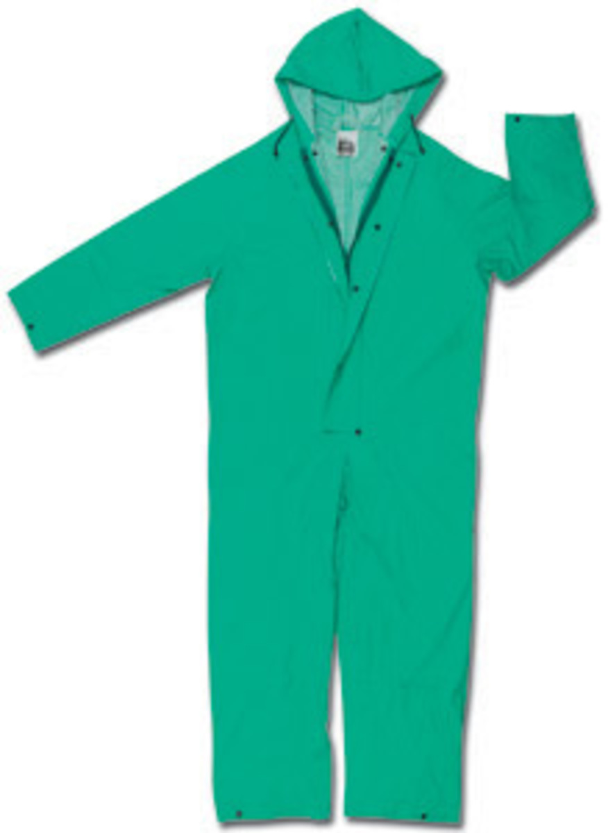 MCR Safety® Green Dominator .42 mm Polyester And PVC Coverall With Attached Hood