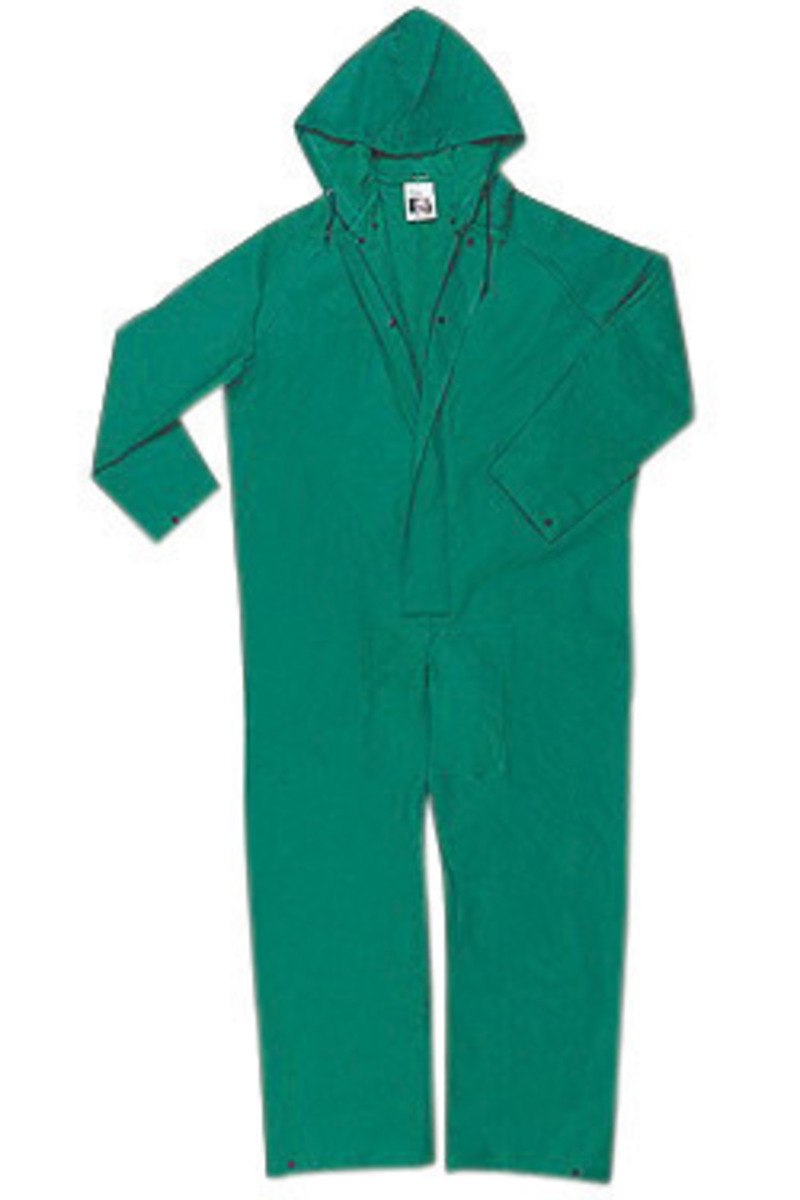 MCR Safety® Green Dominator .42 mm Polyester And PVC Coverall With Attached Hood