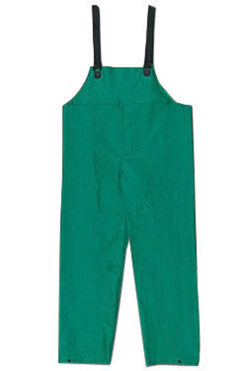 MCR Safety® Green Dominator .42 mm Polyester And PVC Bib Pants With Take Up Snaps On Ankles