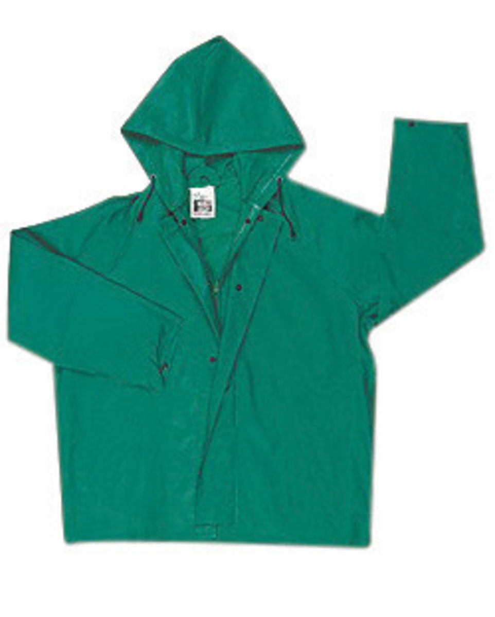 MCR Safety® Green Dominator .42 mm Polyester And PVC Jacket With Attached Hood