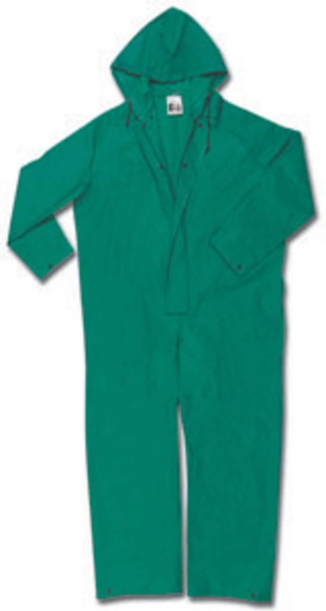 MCR Safety® Green Dominator .42 mm Polyester And PVC Coverall With Attached Hood