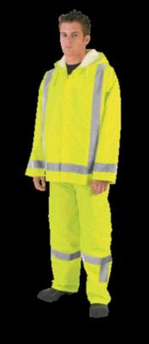 MCR Safety® Fluorescent Lime Luminator™ .16 mm Polyester And Polyurethane Jacket With Attached Hood