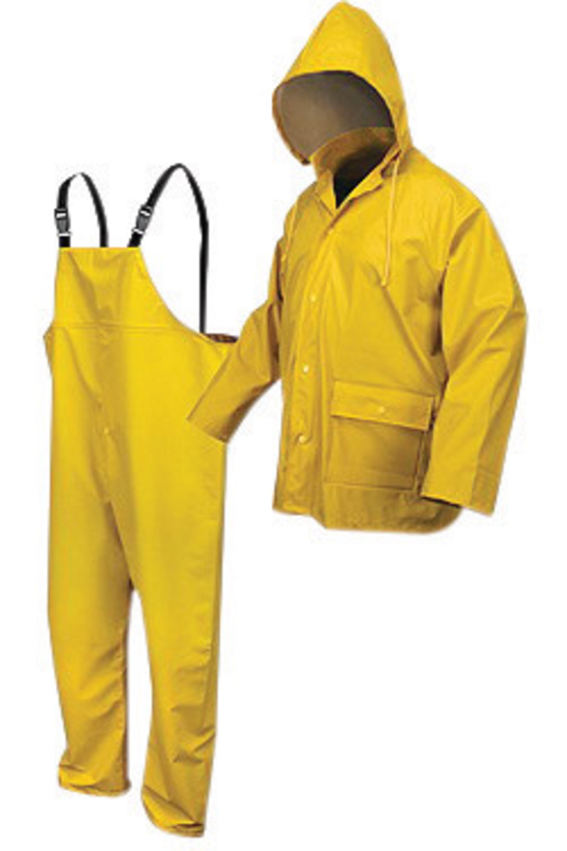 MCR Safety® Yellow Navigator .40 mm Polyester And Polyurethane 2-Piece Rain Suit With Attached Hood And Bib Pants