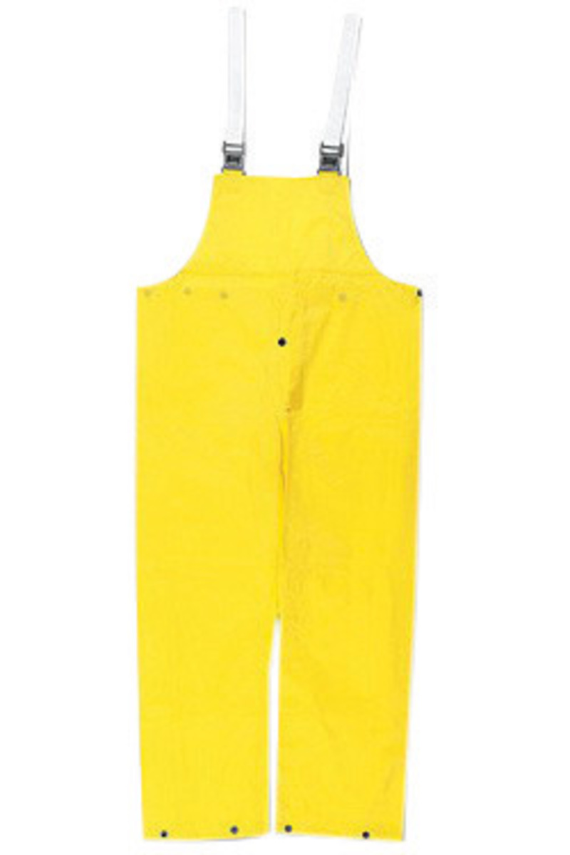 MCR Safety® Yellow Navigator .22 mm Nylon And Polyurethane Bib Pants With Take Up Snaps On Ankles
