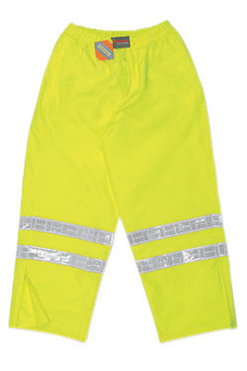 MCR Safety® Fluorescent Lime Luminator™ Polyester And Polyurethane Pants With Hi Viz Stripes, Elastic And Drawstring Waist