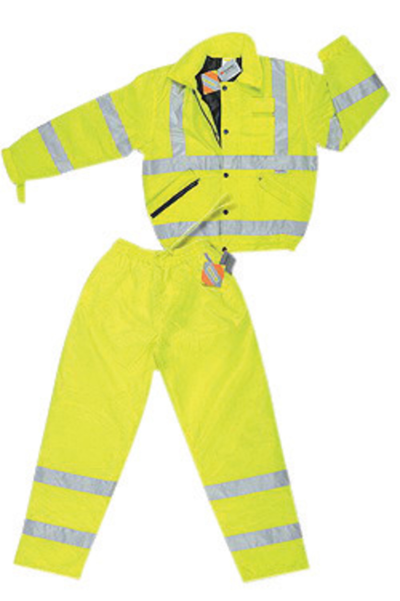 MCR Safety® Fluorescent Lime Luminator™ Polyester And Polyurethane Pants With Hi Viz Stripes, Elastic And Drawstring Waist