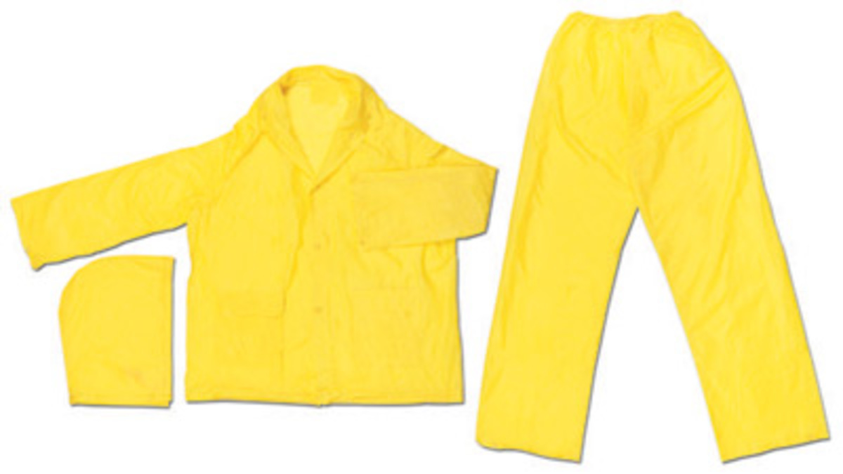 MCR Safety® 4X Yellow Zodiac .10 mm PVC 3-Piece Rain Suit With Detachable Hood And Elastic Waist Pants