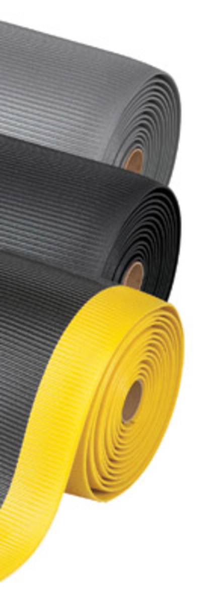 Superior Manufacturing 3' X 60' Black PVC Foam NoTrax® Razorback™ Anti-Fatigue Floor Mat