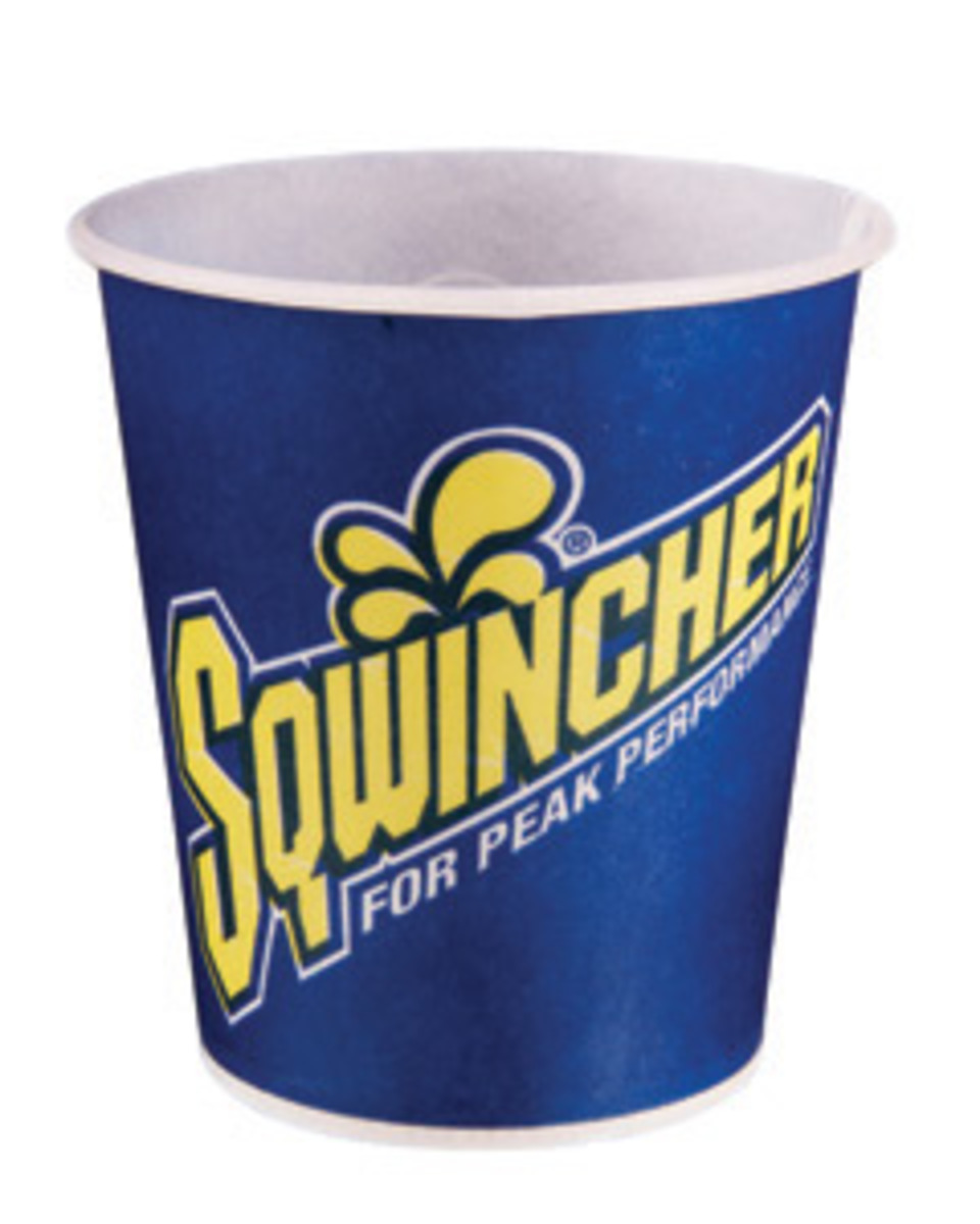 Sqwincher® 5 Ounce Blue And Yellow Waxed Paper Cup (2500 Cups Per Case)