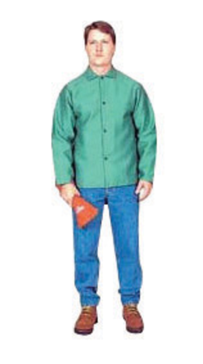 Stanco Safety Products™ Large Green Cotton Flame Resistant Jacket With Snap Closure
