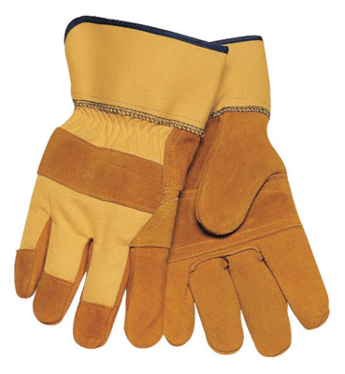Tillman® Large Bourbon Brown And Yellow Side Split Cowhide Palm Gloves With Canvas Back, Rubberized Safety Cuff, Knuckle Strap A