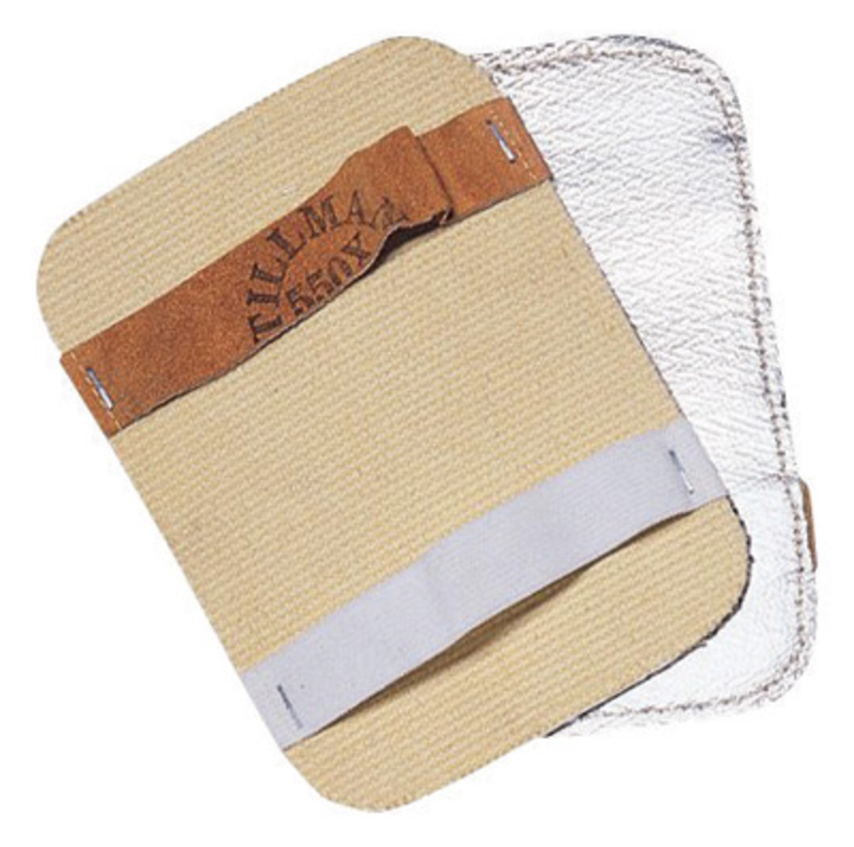 Tillman Heat-Resistant Backhand Pad: Silver and Tan Aluminized Rayon TIL550X for sale online at autumn supply