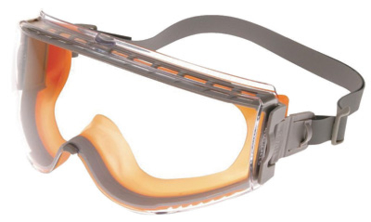 Honeywell Uvex Stealth® Indirect Vent Chemical Splash Impact Goggles With Gray And Orange Low Profile Frame And Clear Uvextreme® Honeywell Uvex Stealth® Indirect Vent Chemical Splash Impact Goggles With Gray And Orange Low Profile Frame And Clear Uvextreme®