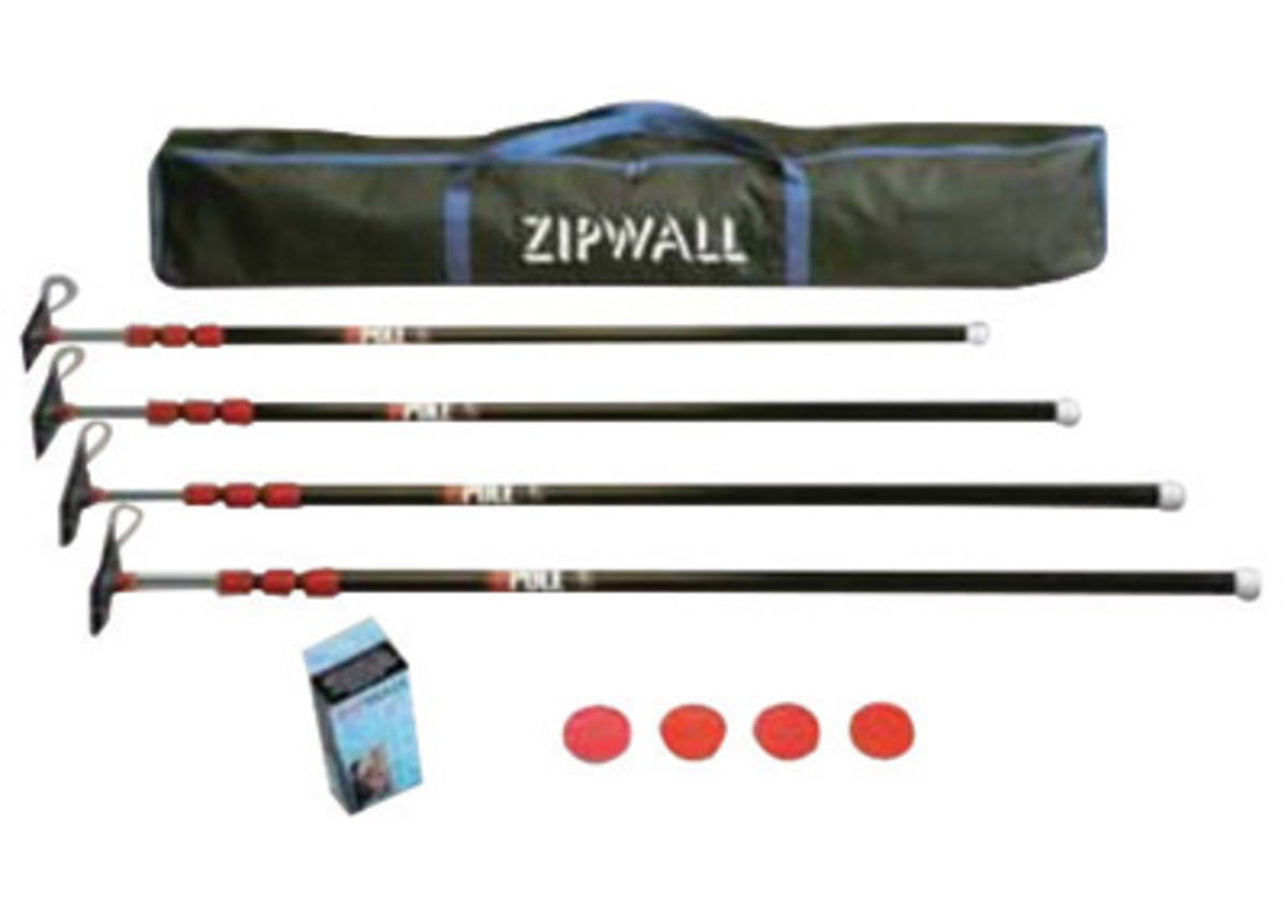 ZipWall® 10' ZipPole™ Low Cost Spring-Loaded Pole Kit (Includes (4) Sets Of Parts, (2) 7’ Standard Zippers And Carry Bag) (4 Per
